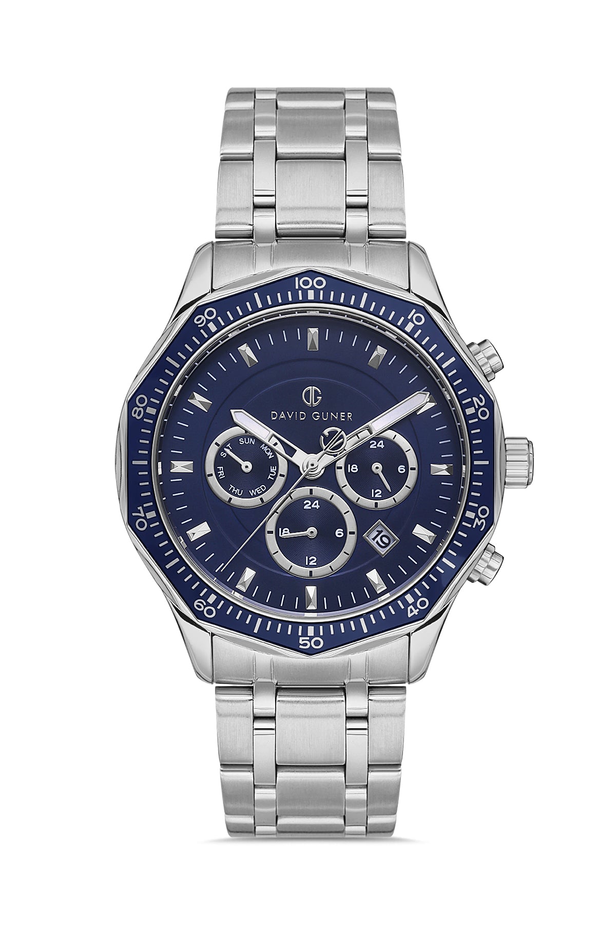 DAVID GUNER Mavi Kadranlı Gümüş Kaplamalı Erkek Kol Saati - DG-8419GA-A3