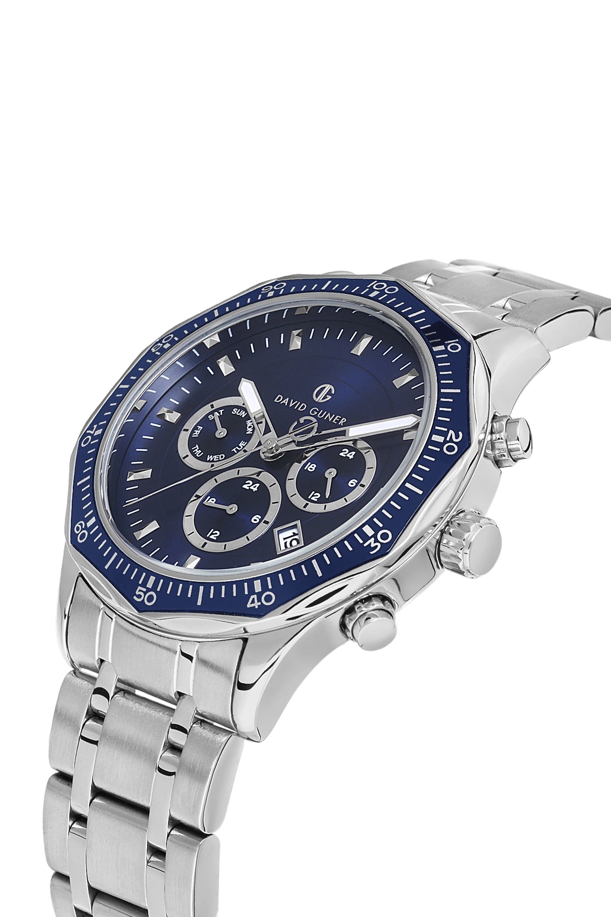 DAVID GUNER Mavi Kadranlı Gümüş Kaplamalı Erkek Kol Saati - DG-8419GA-A3