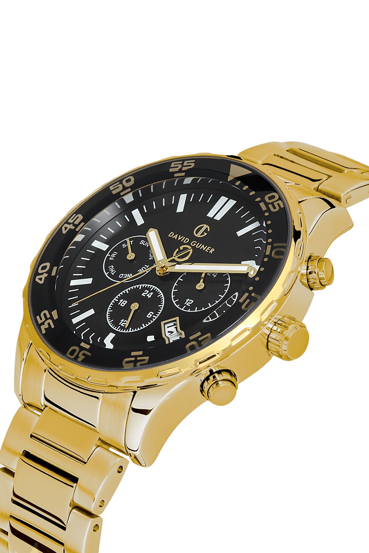 DAVID GUNER Sari Kaplamalı Siyah Kadranlı Erkek Kol Saati - DG-8427GA-B2