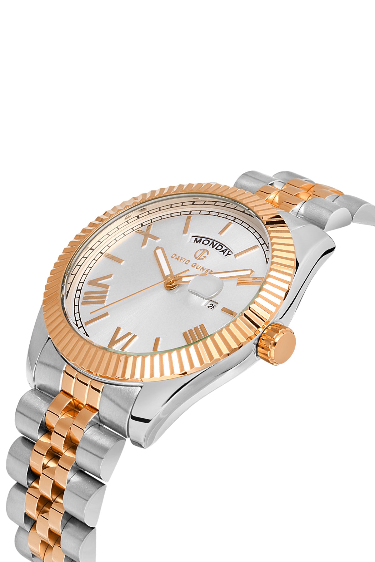 DAVID GUNER ROSE BEYAZ KAPLAMALI BEYAZ KADRANLI ERKEK KOL SAATİ DG-8481GA-E1