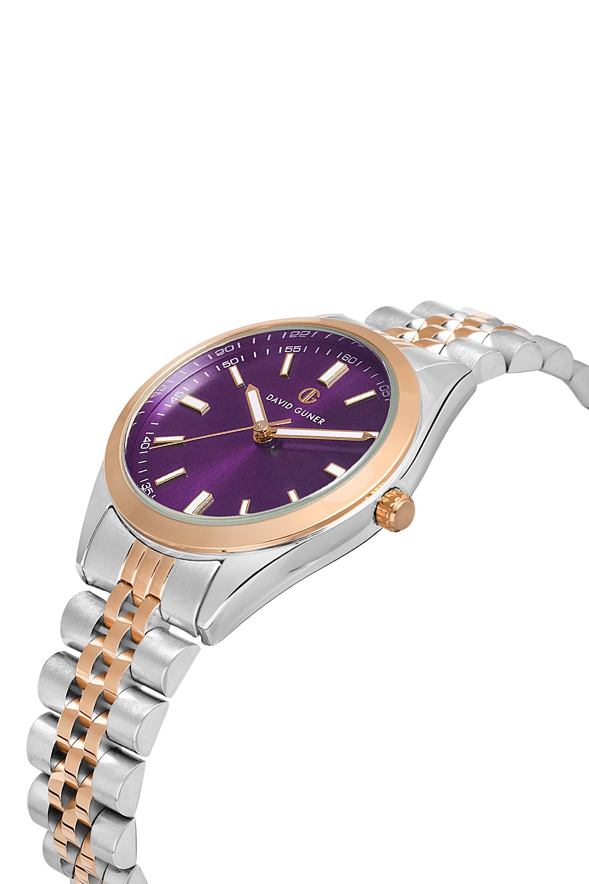 DAVID GUNER Kadın Kol Saati - Rose Beyaz Kasa, Mor Kadran, Sade - DG-8492LA-E7