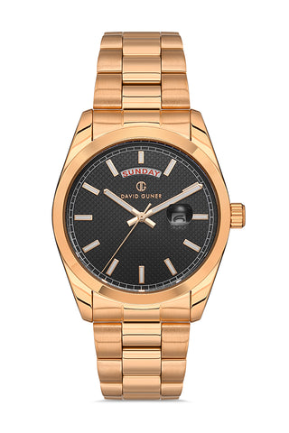 DAVID GUNER ROSE KAPLAMALI SİYAH KADRANLI ERKEK KOL SAATİ DG-8493GA-C2