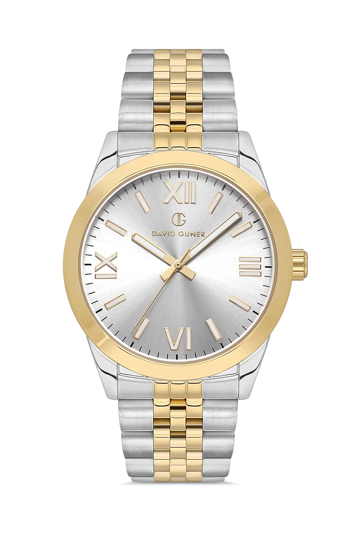 DAVID GUNER Sari beyaz Kaplamalı Gümüş Kadranlı Erkek Kol Saati - DG-8502GA-D1