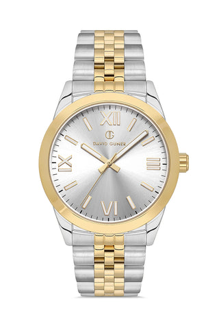 DAVID GUNER Sari beyaz Kaplamalı Gümüş Kadranlı Erkek Kol Saati - DG-8502GA-D1