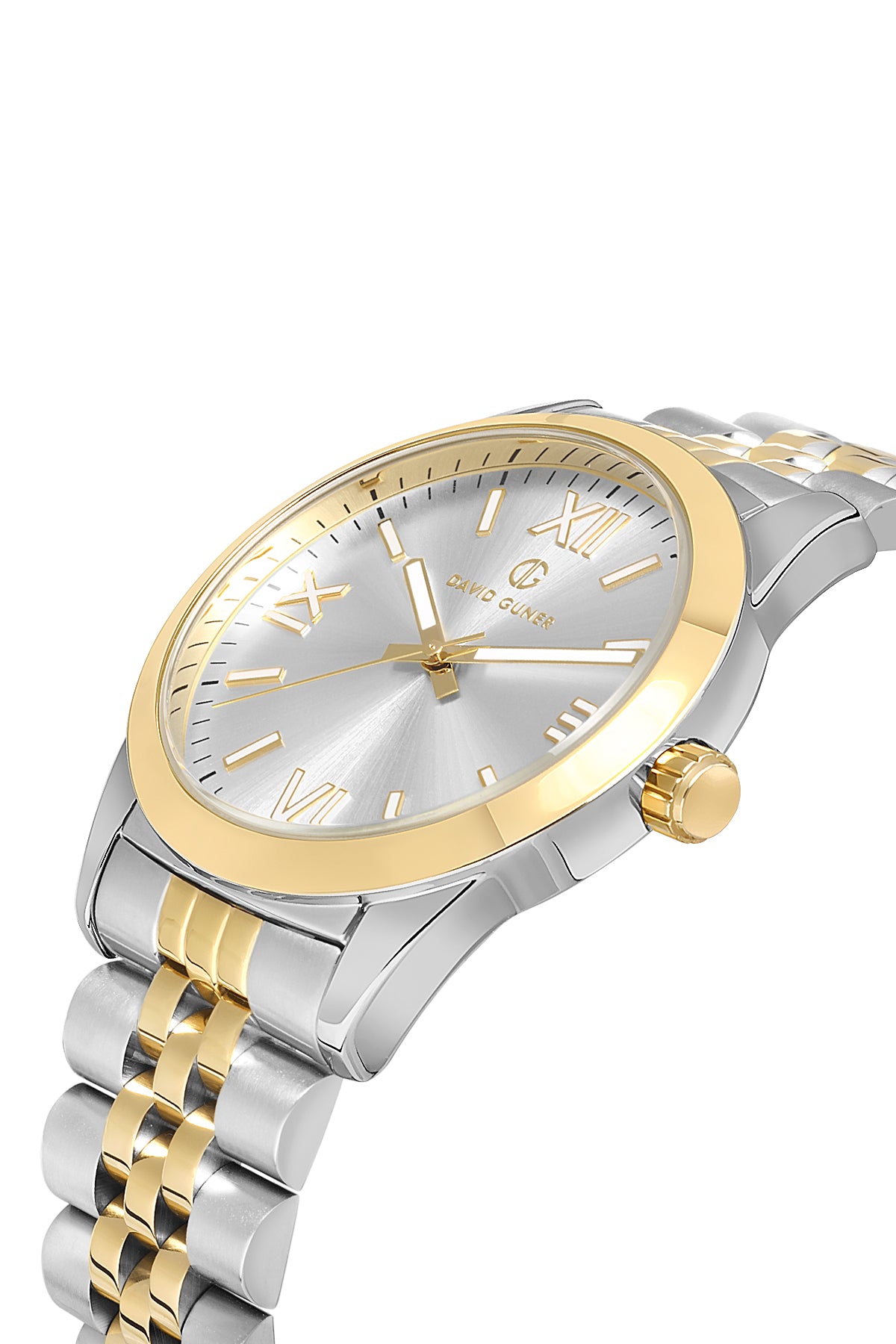 DAVID GUNER Sari beyaz Kaplamalı Gümüş Kadranlı Erkek Kol Saati - DG-8502GA-D1