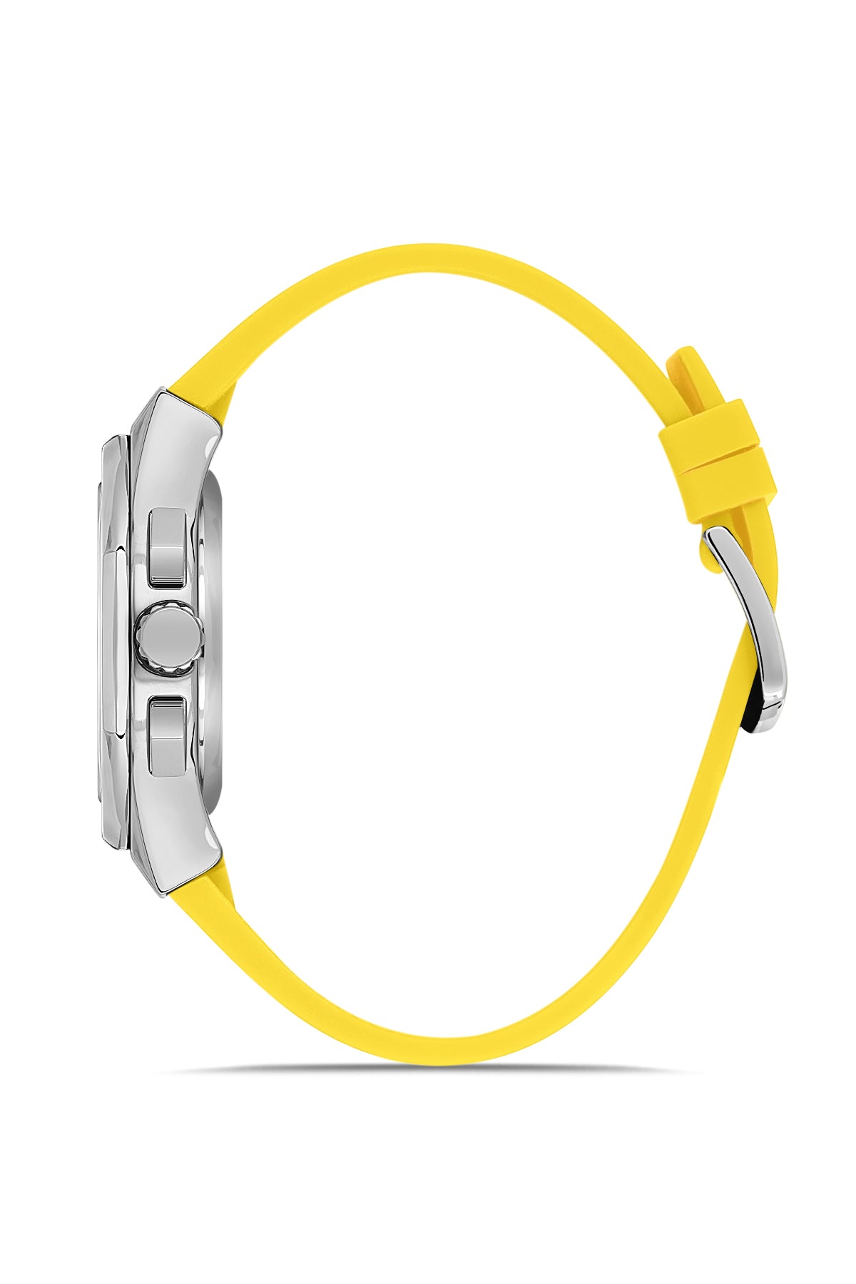 DAVID GUNER Gümüş Renk Kaplamalı Sarı Kadranlı Multi Fonksiyon Erkek Kol Saati