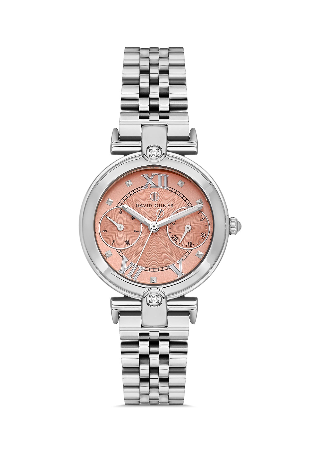 DAVID GUNER Gümüş Kaplama Somon Kadranlı Paslanmaz Çelik Kadın Kol Saati - DG-8727LA-A8