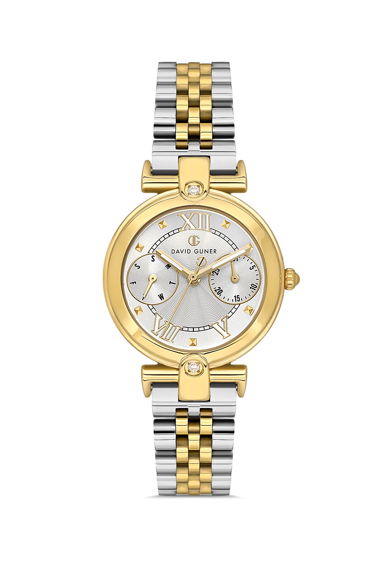 DAVID GUNER Sarı Beyaz Kaplama Gümüş Kadranlı Paslanmaz Çelik Kadın Kol Saati - DG-8727LA-D1