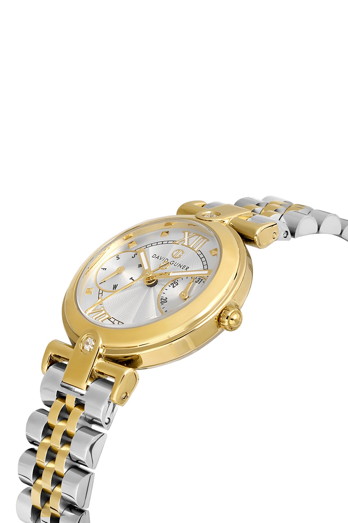 DAVID GUNER Sarı Beyaz Kaplama Gümüş Kadranlı Paslanmaz Çelik Kadın Kol Saati - DG-8727LA-D1