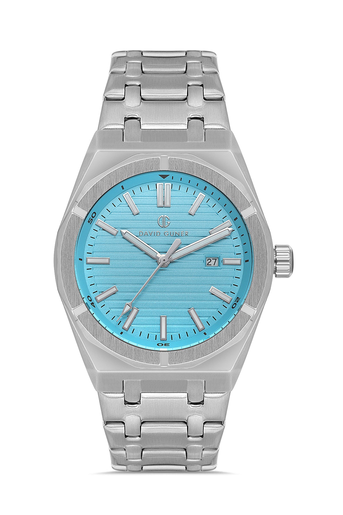 DAVID GUNER KOL SAATİ TURKUAZ Kadran GÜMÜŞ Kaplama ERKEK - DG-8744GA-A15
