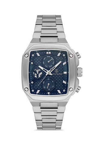 DAVID GUNER Mavi Kadranlı Gümüş Kaplama Erkek Kol Saati