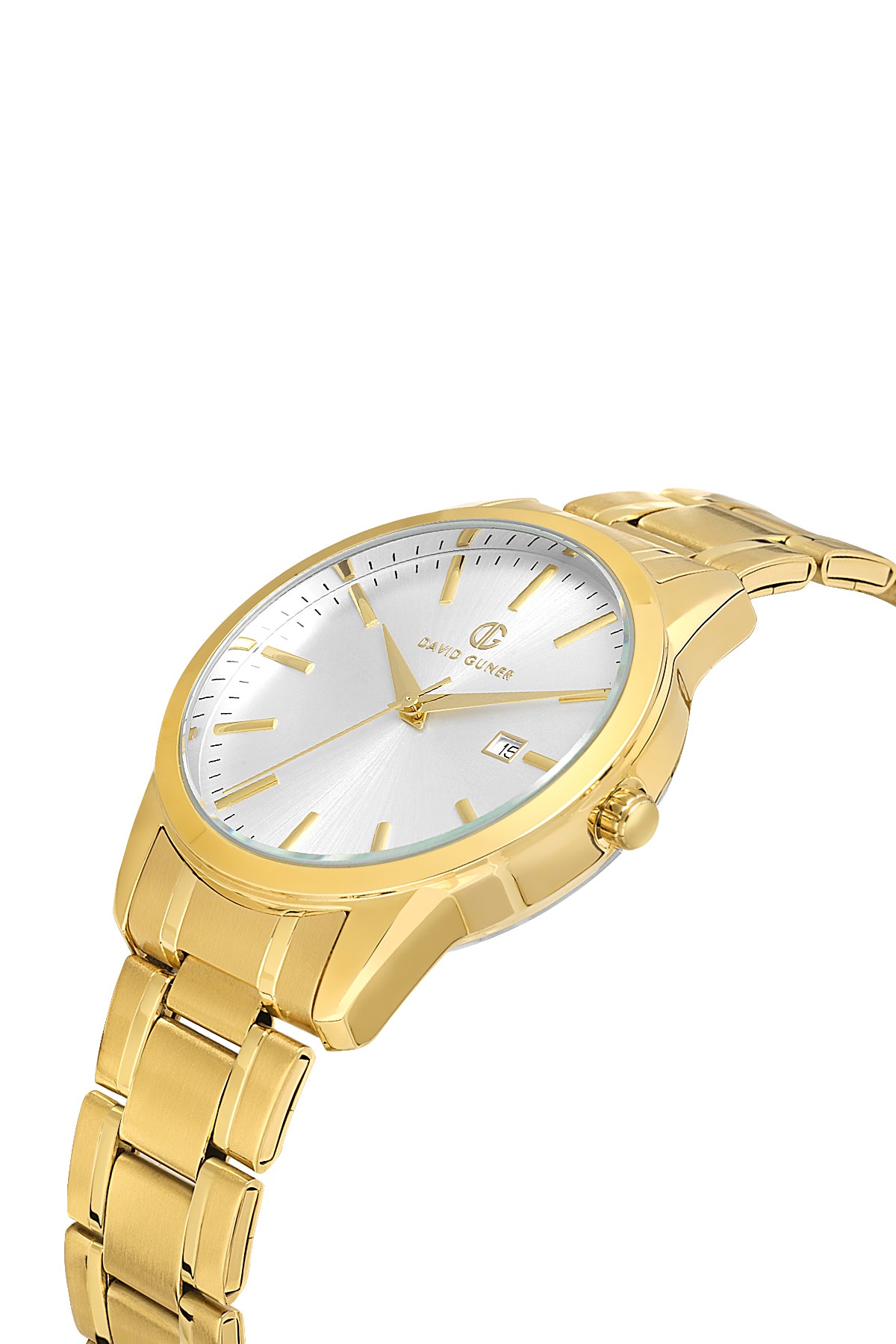 DAVID GUNER Sarı Kaplamalı Gümüş Kadranlı Takvimli Erkek Kol Saati