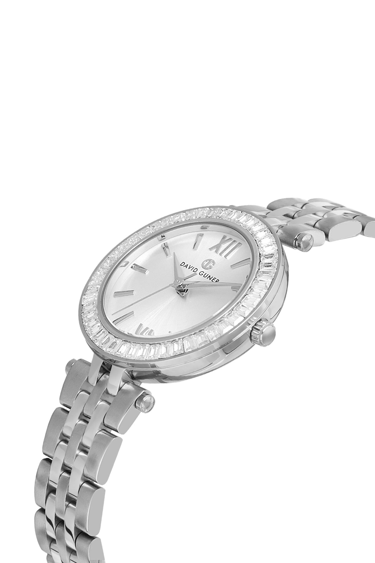 DAVID GUNER Gümüş Kaplamalı Gümüş Kadranlı Taşlı Kadın Kol Saati