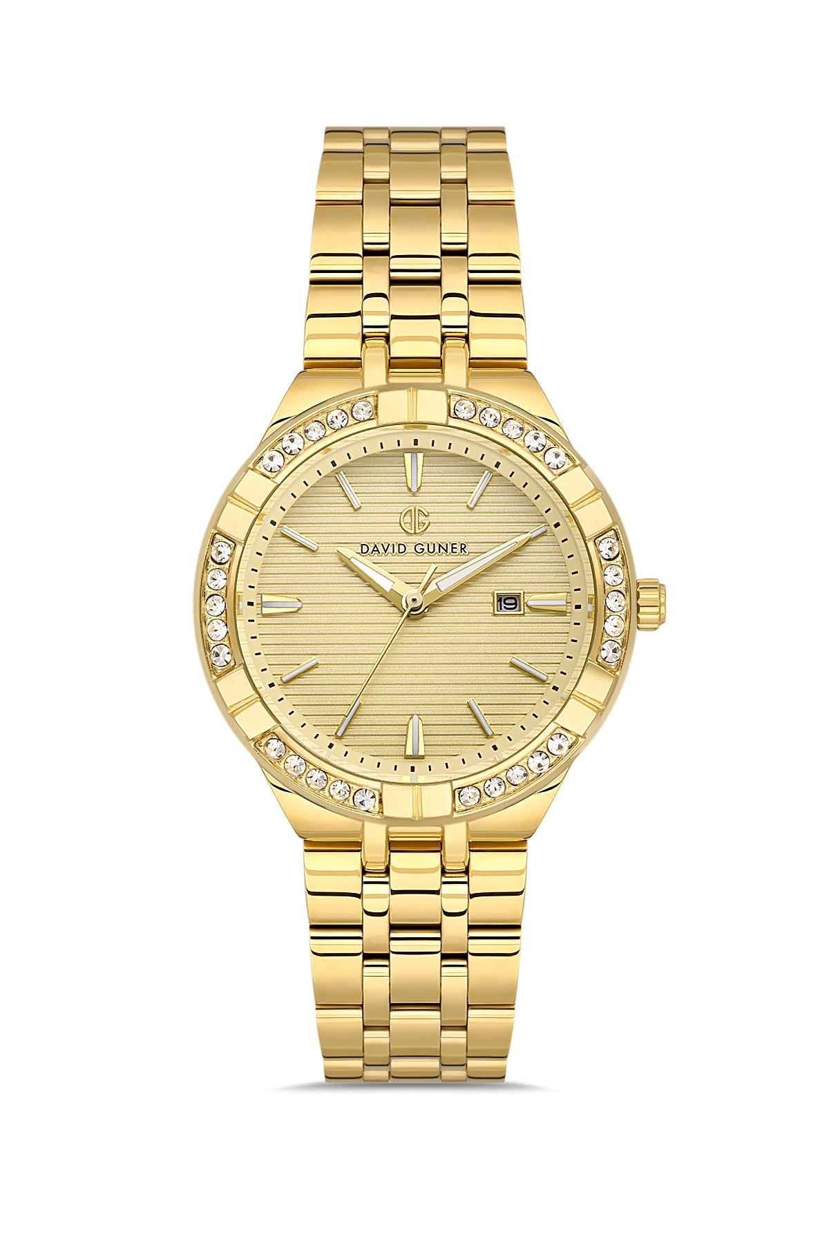 DAVID GUNER Sarı Renk Kadranlı Taşlı Kadın Kol Saati