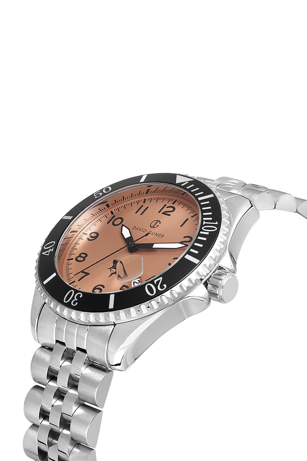 DAVID GUNER Gümüş Kaplama Kahverengi Kadranlı Takvimli Erkek Kol Saati - DG-8781GA-A16