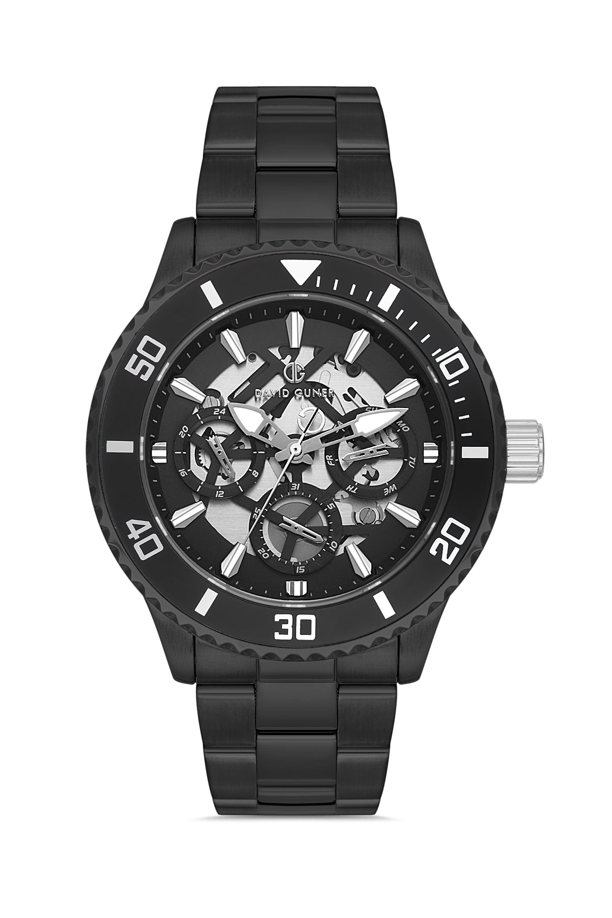 DAVID GUNER Siyah Kaplama Siyah Kadranlı Multi Fonksiyonlu Erkek Kol Saati - DG-8851GA-G2