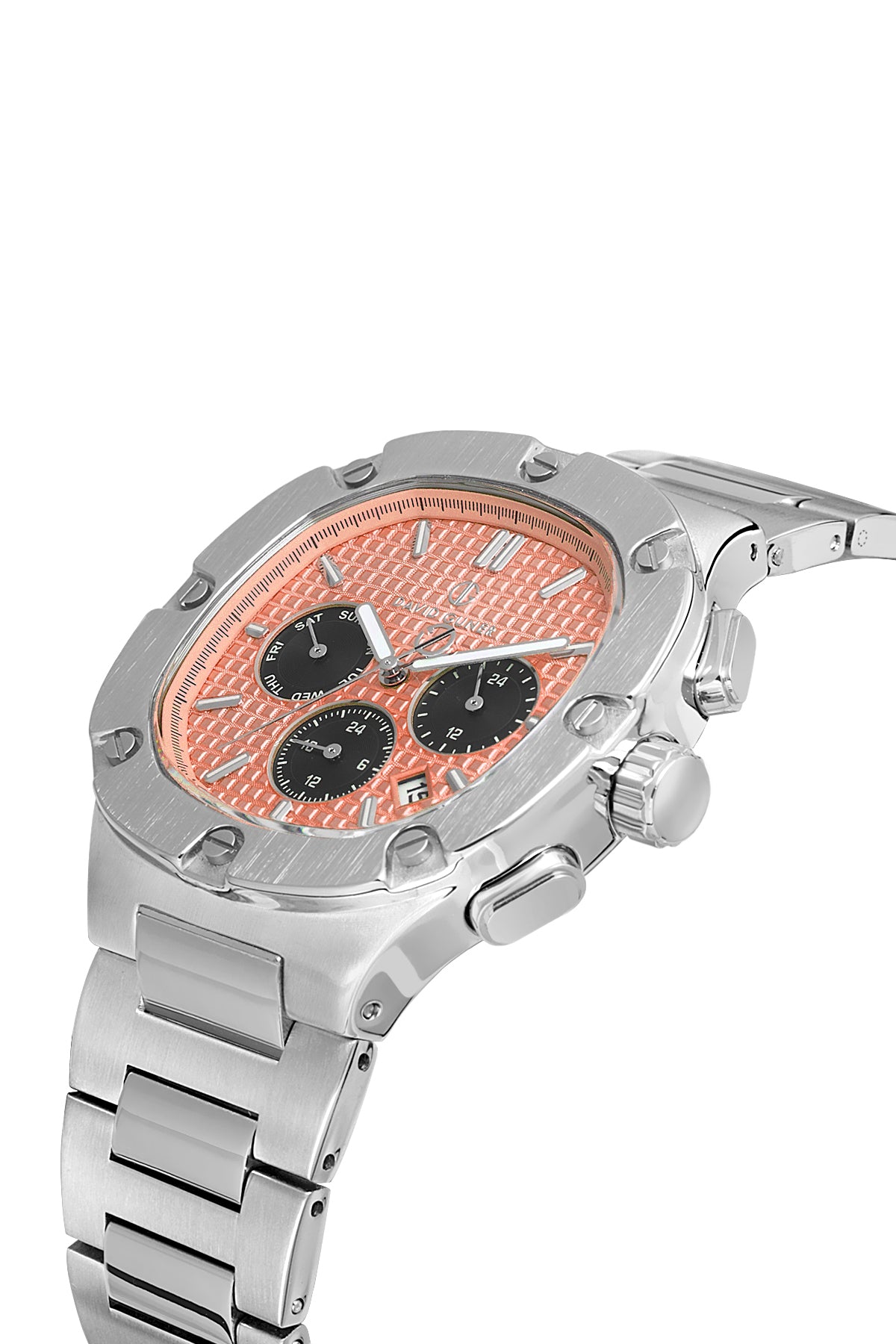 DAVID GUNER Gümüş Kaplamalı Somon Kadranlı Erkek Kol Saati - DG-8852GA-A16