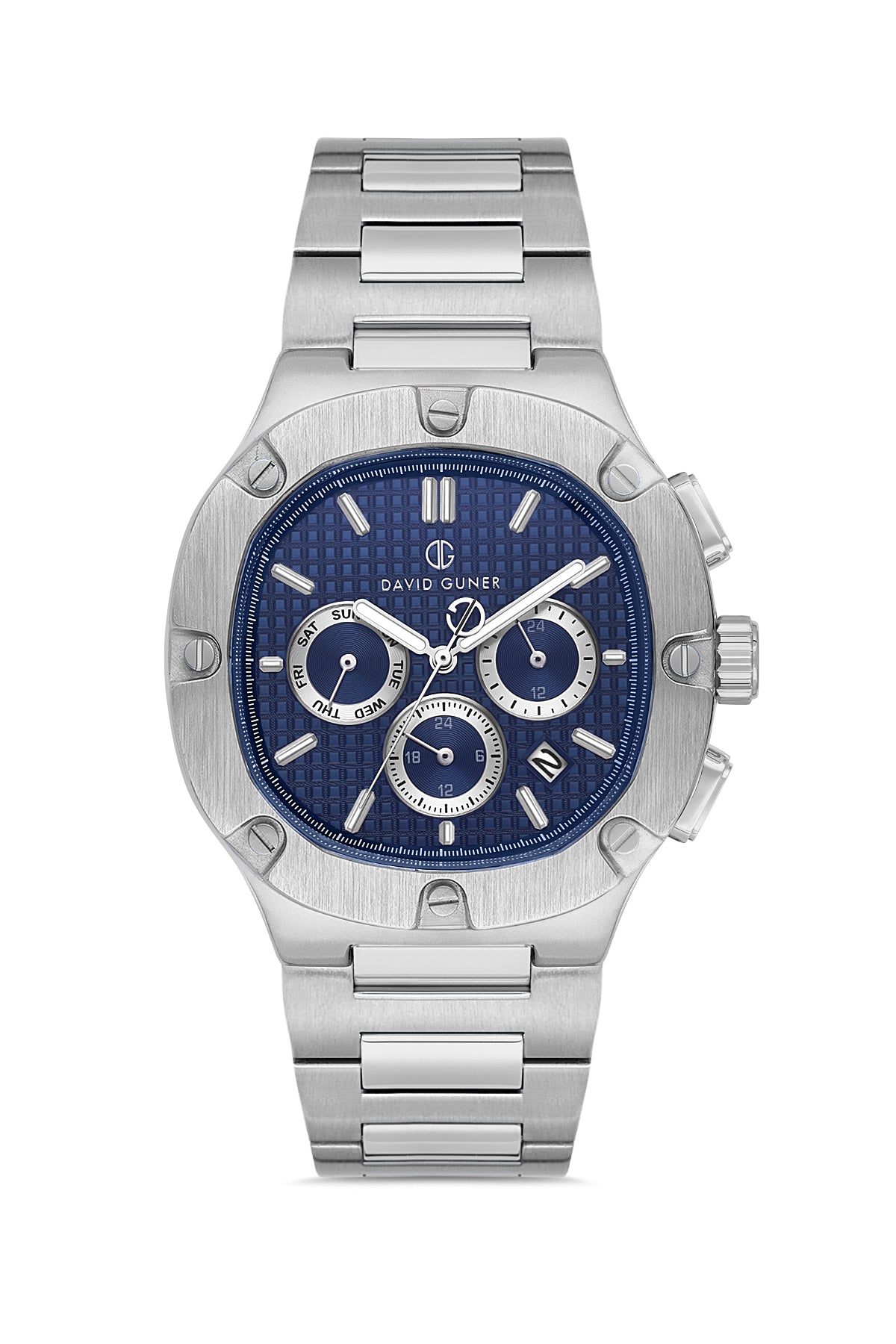 DAVID GUNER Gümüş Kaplamalı Mavi Kadranlı Erkek Kol Saati - DG-8852GA-A3