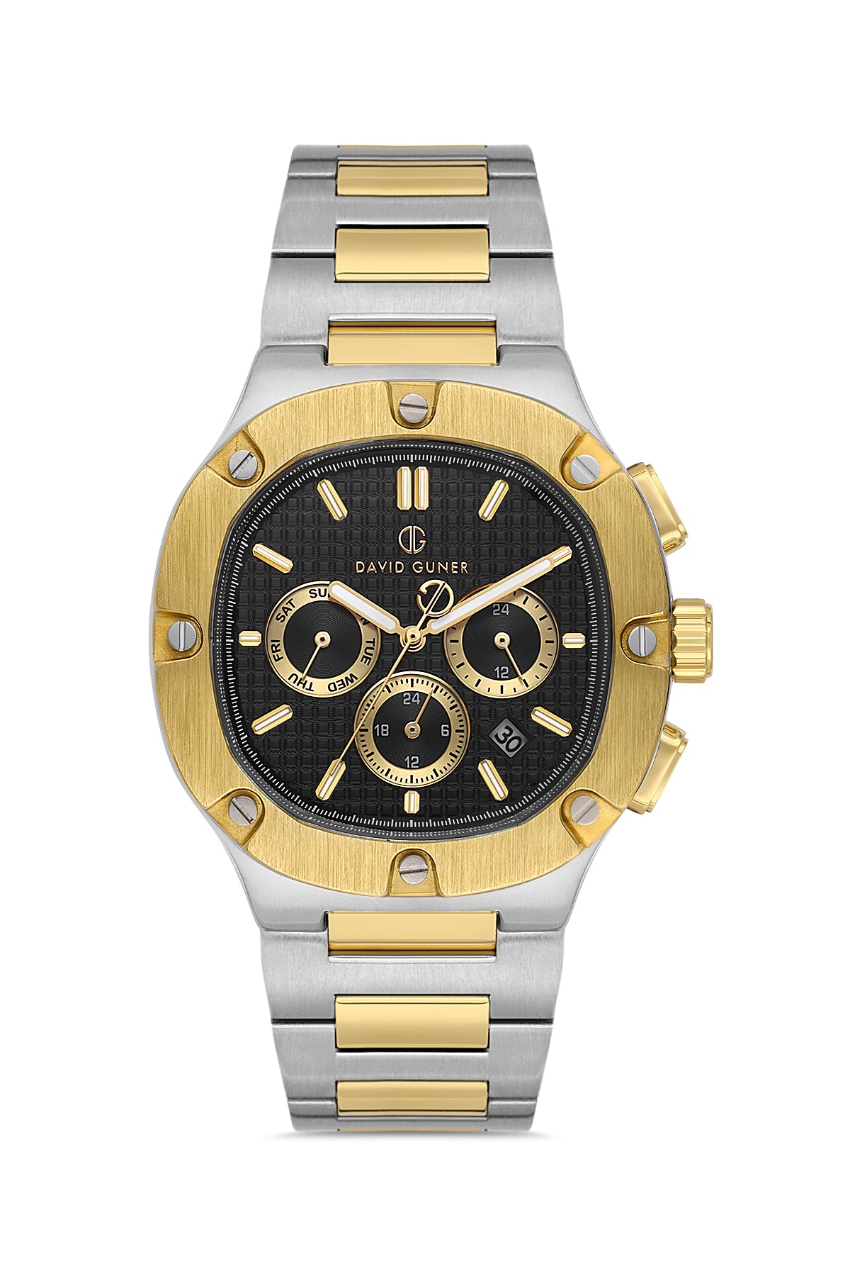 DAVID GUNER Sarı beyaz Kaplamalı Gümüş Kadranlı Erkek Kol Saati - DG-8852GA-D2