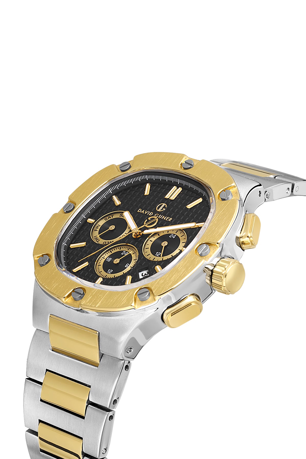 DAVID GUNER Sarı beyaz Kaplamalı Gümüş Kadranlı Erkek Kol Saati - DG-8852GA-D2