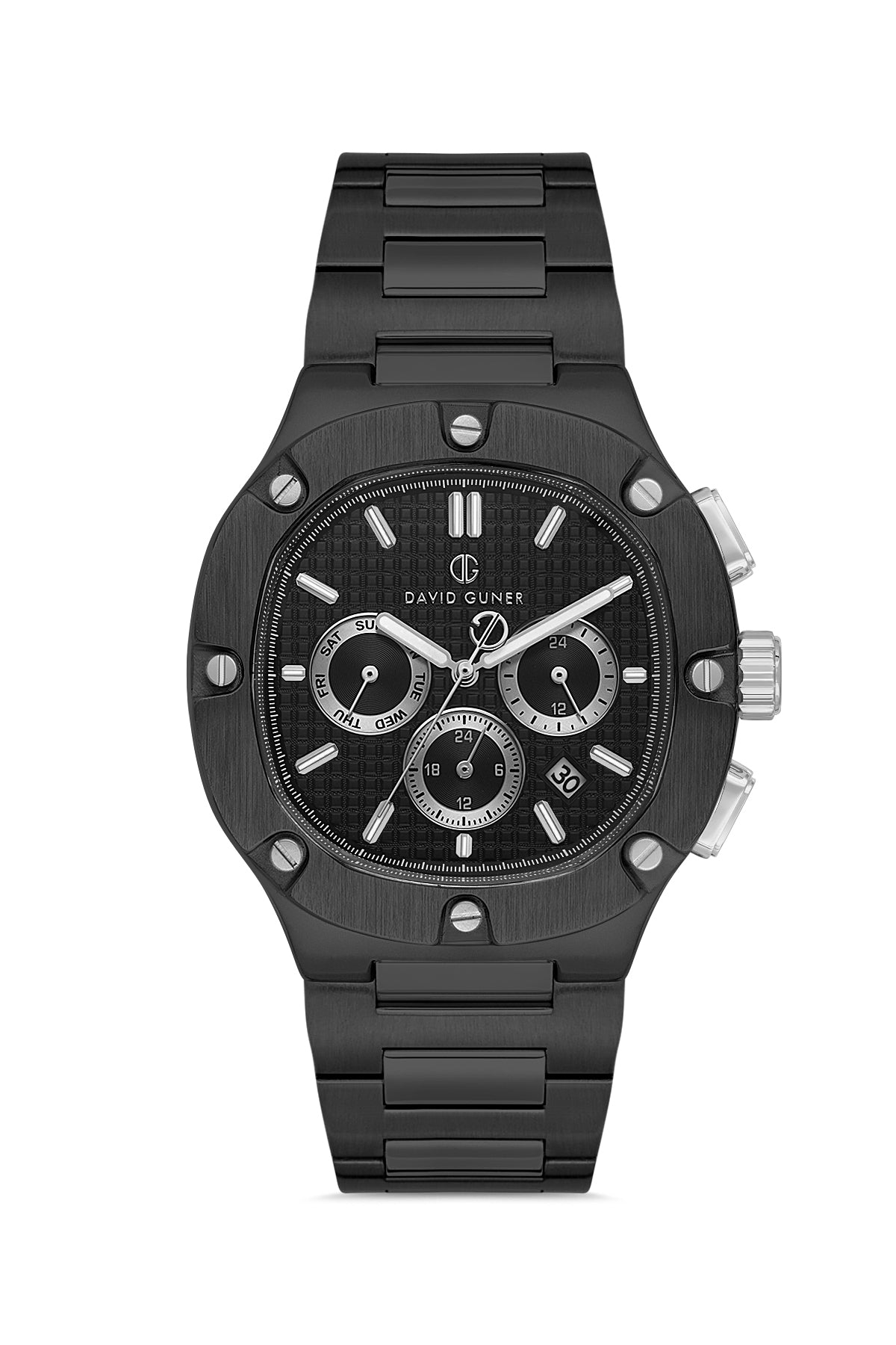 DAVID GUNER Sarı beyaz Kaplamalı Siyah Kadranlı Erkek Kol Saati - DG-8852GA-G2