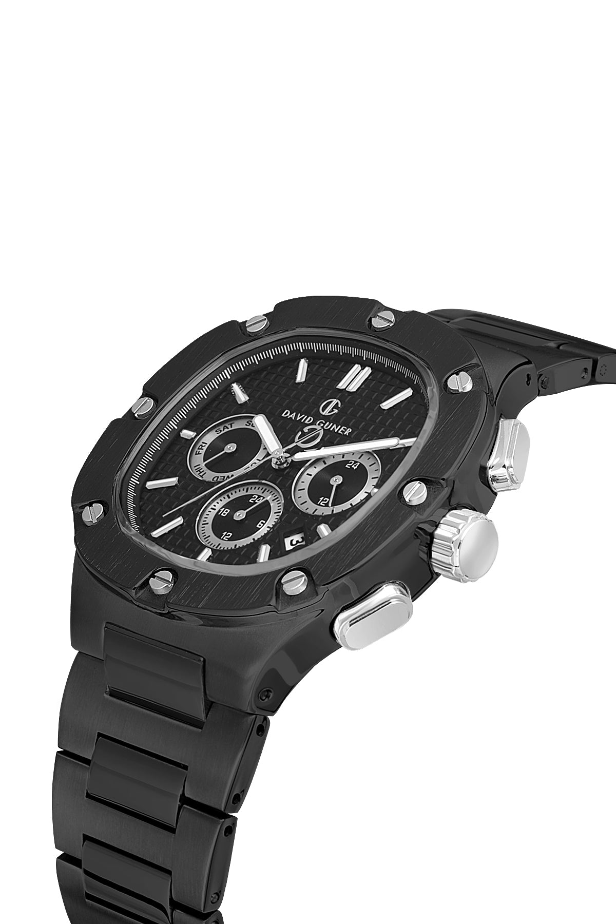 DAVID GUNER Sarı beyaz Kaplamalı Siyah Kadranlı Erkek Kol Saati - DG-8852GA-G2