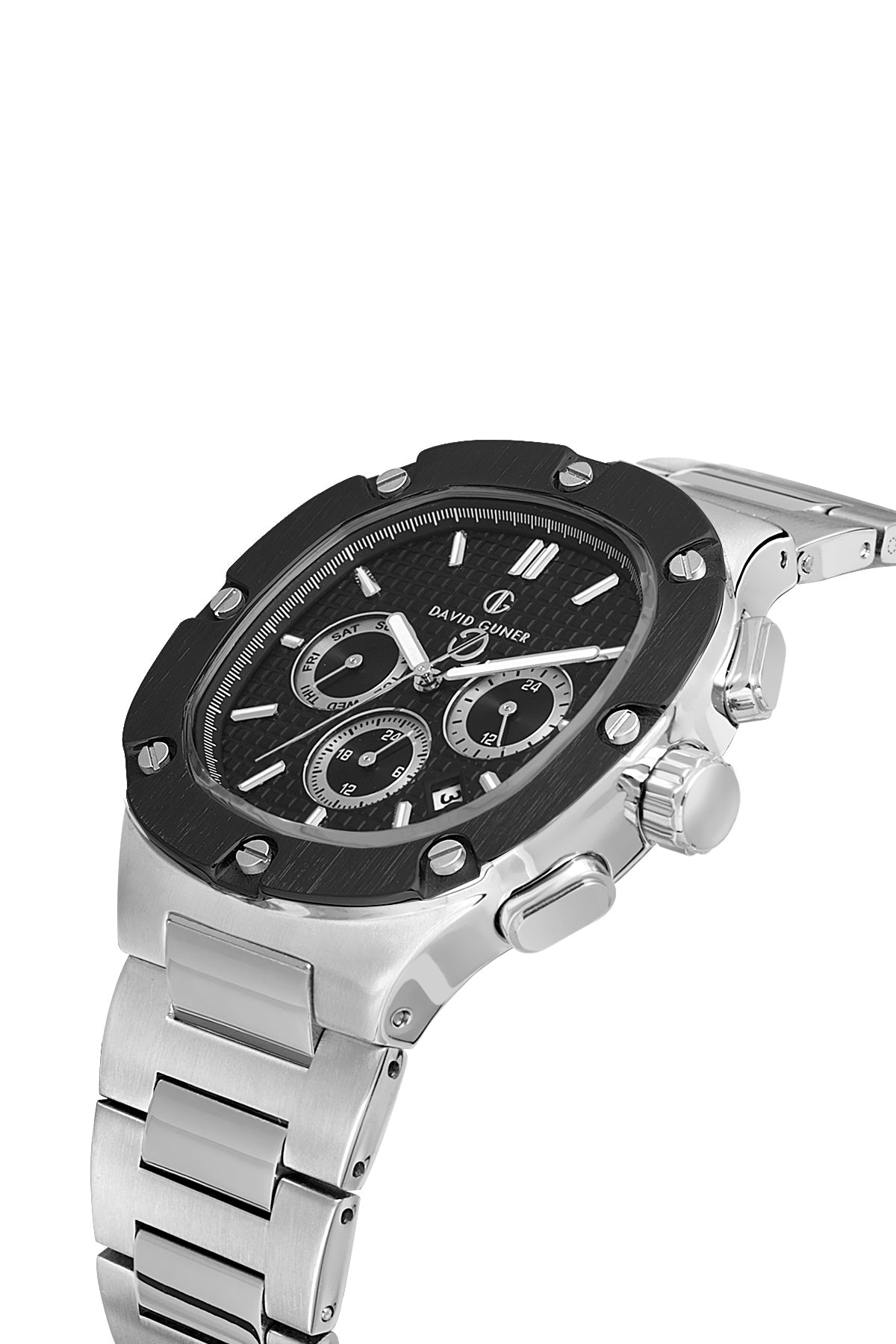DAVID GUNER Gümüş Kaplamalı Siyah Kadranlı Erkek Kol Saati - DG-8852GA-J2