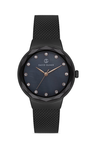 DAVID GUNER SİYAH KAPLAMALI SİYAH KADRANLI KADIN KOL SAATİ DG-8100LC-G2E