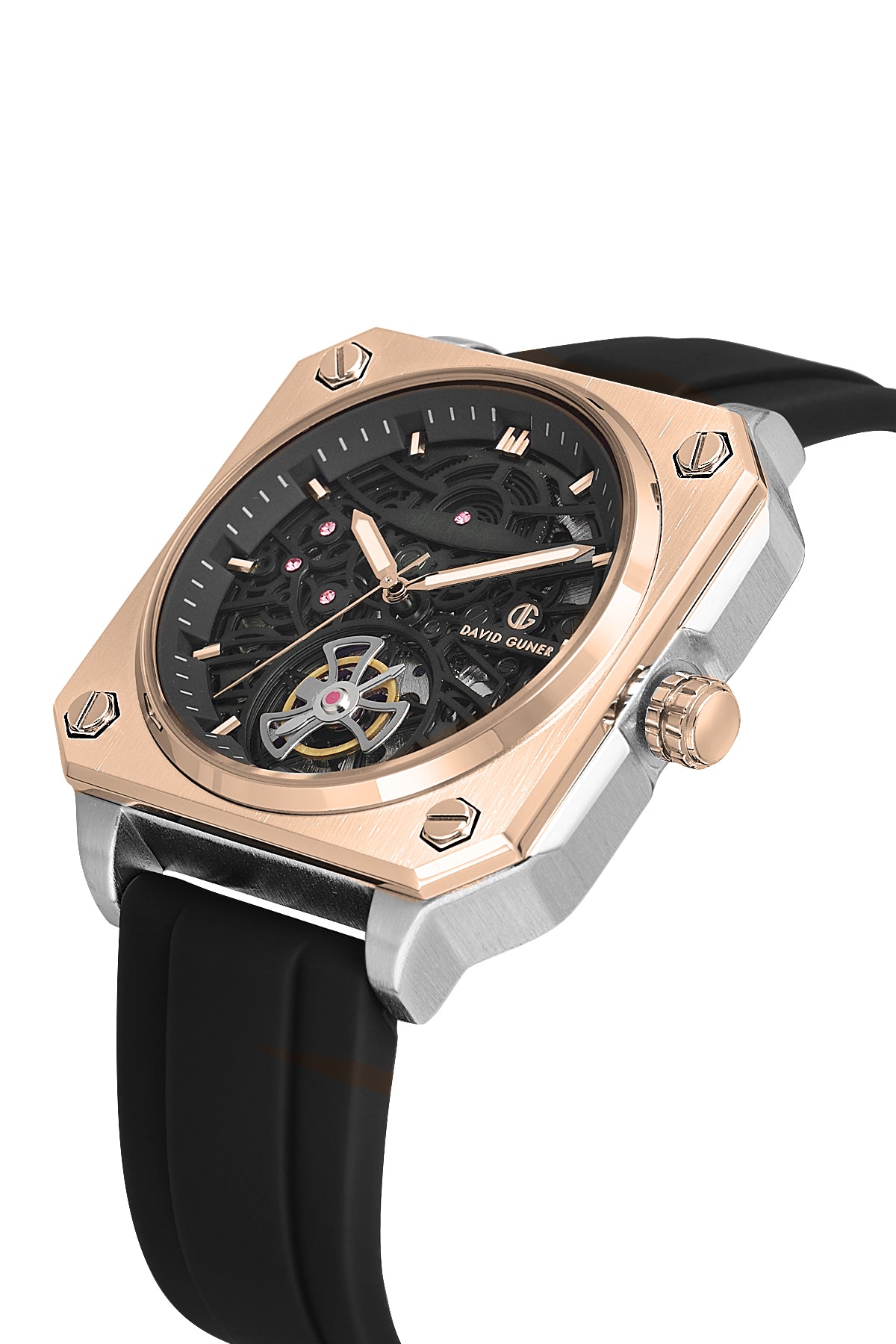 DAVID GUNER Rose Beyaz Kaplamalı Siyah Kadranlı Erkek Kol Saati - DG-8736GD-E2