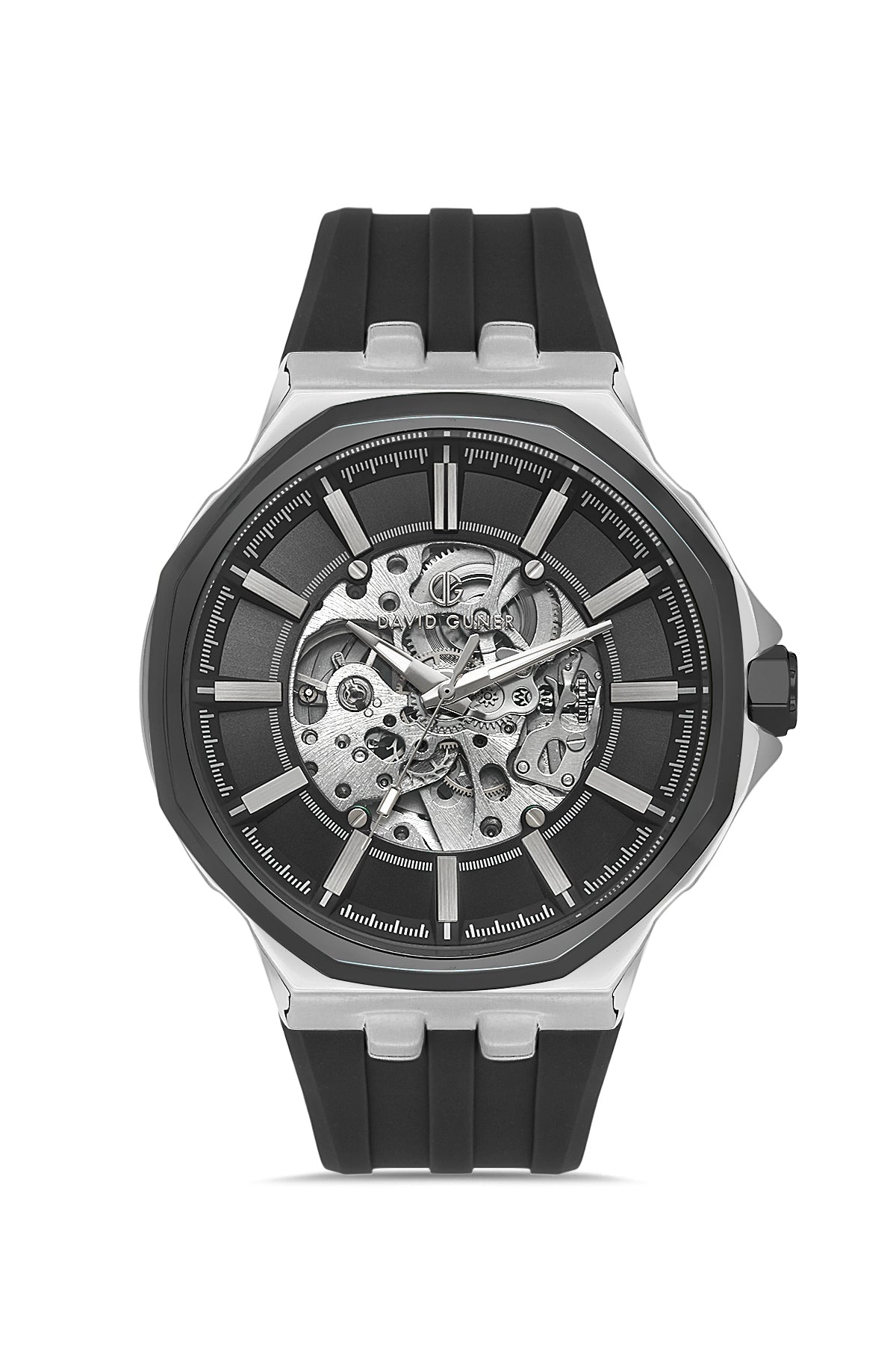 DAVID GUNER Gümüş siyah Kaplamalı Siyah Kadranlı Erkek Kol Saati - DG-8823GD-J2