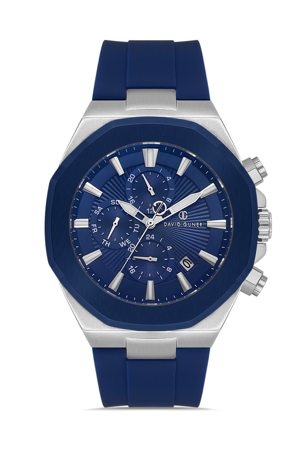 DAVID GUNER Gümüş mavi Kaplamalı Mavi Kadranlı Erkek Kol Saati - DG-8848GD-L3