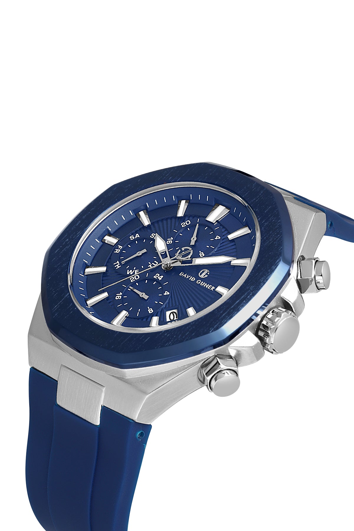 DAVID GUNER Gümüş mavi Kaplamalı Mavi Kadranlı Erkek Kol Saati - DG-8848GD-L3