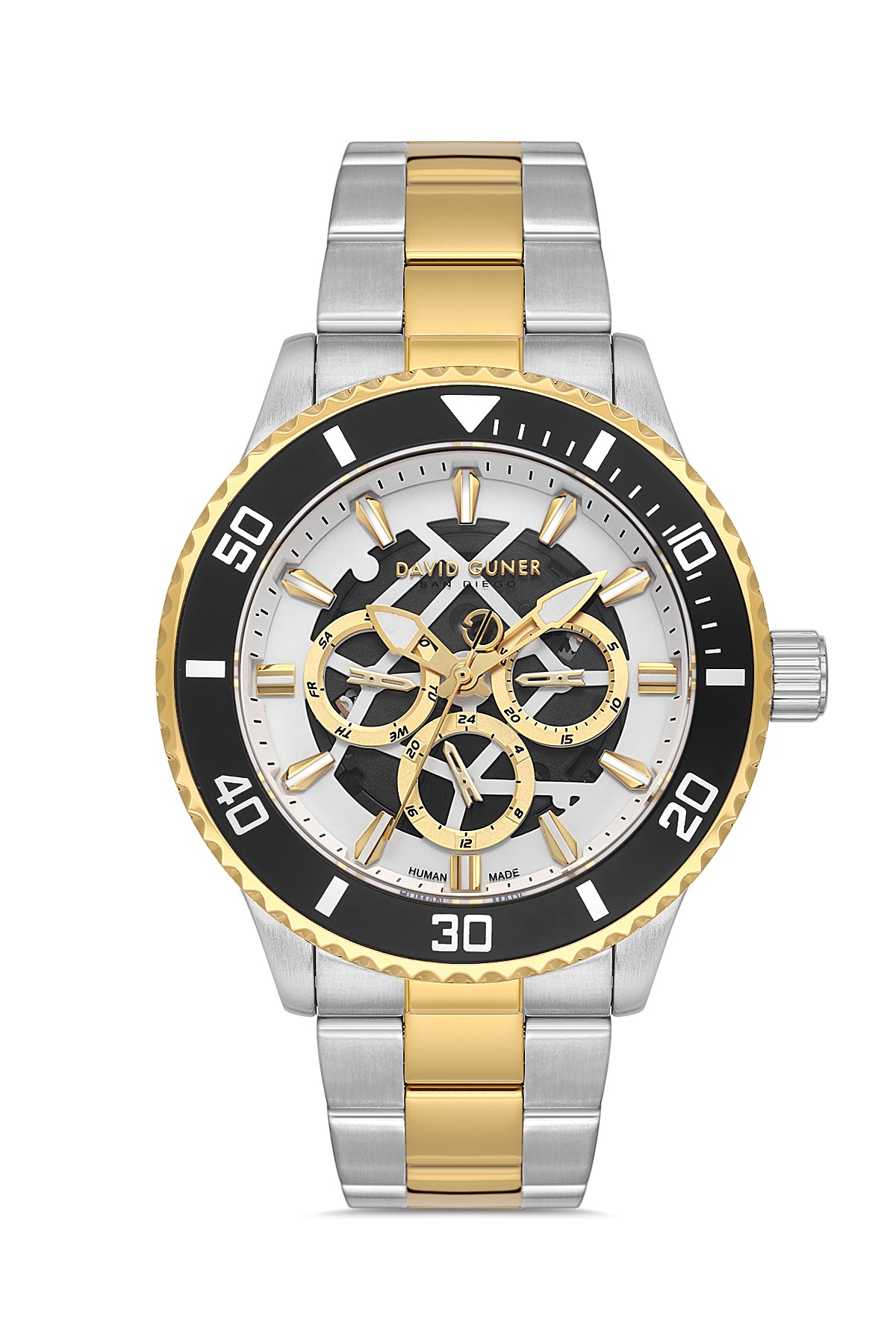 DAVID GUNER KOL SAATİ GÜMÜŞ Kadran SARI BEYAZ Kaplama ERKEK - DG-8862GA-D1