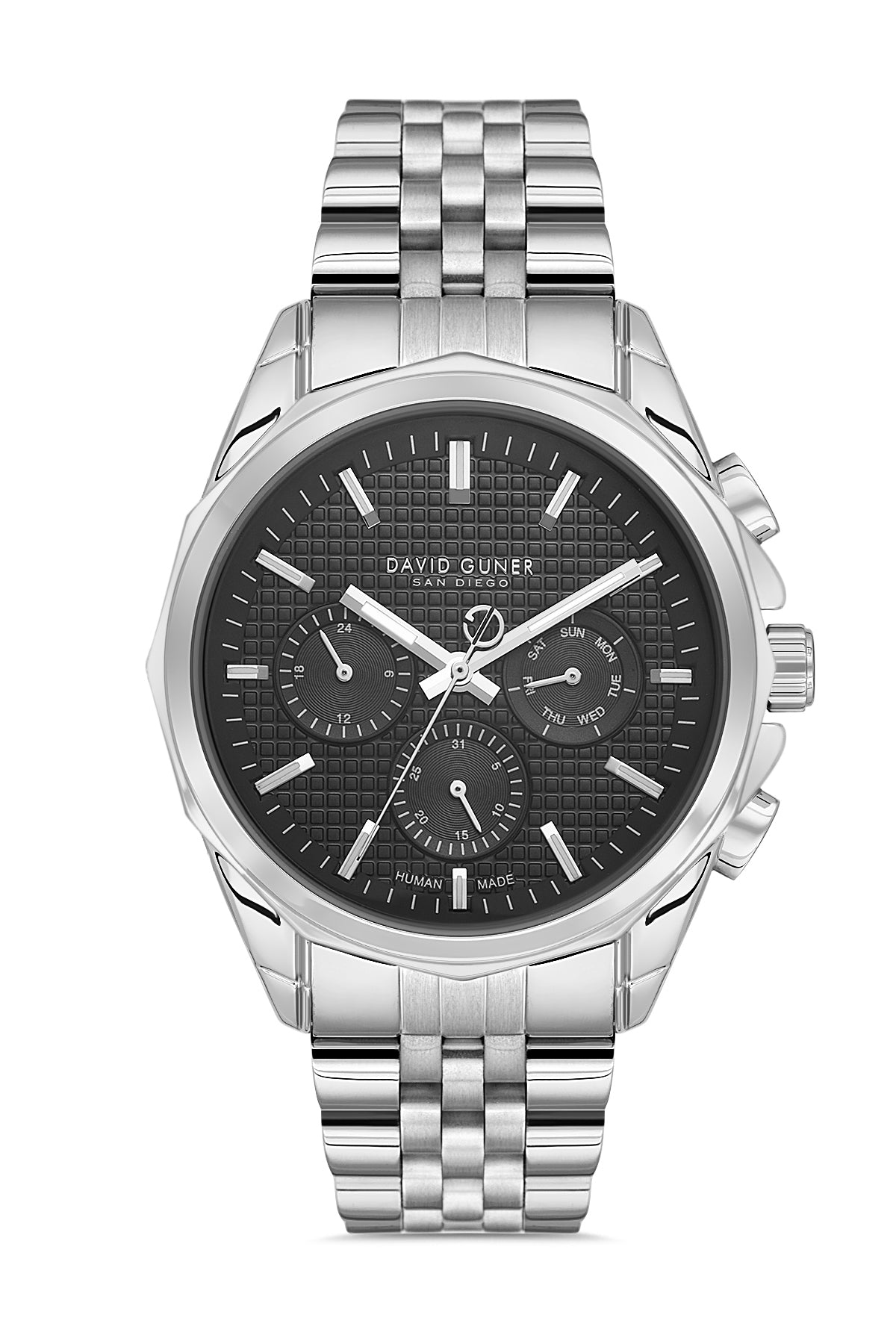 DAVID GUNER Siyah Kadranlı Beyaz Kaplama Beyaz Kordonlu Erkek Kol Saati – DG-8885GA-A2