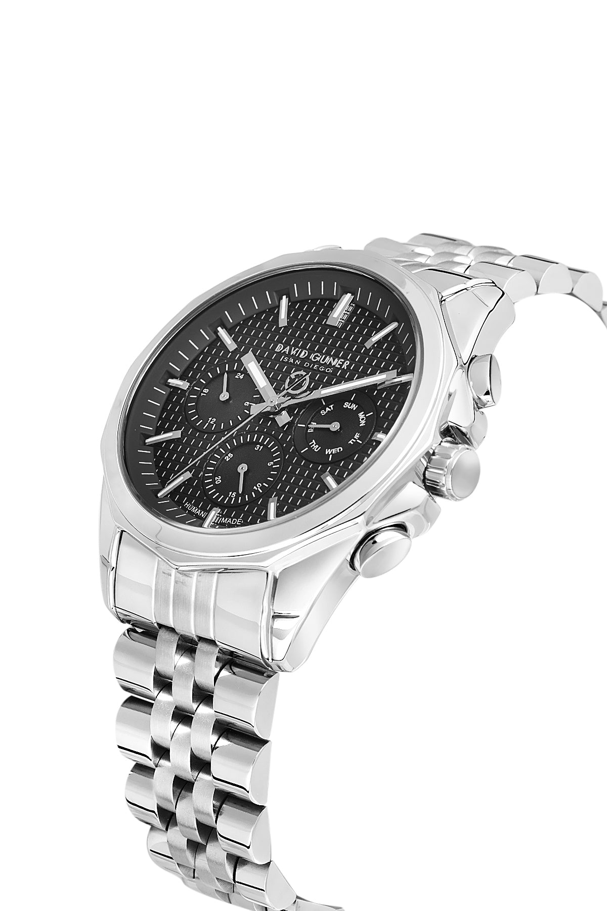 DAVID GUNER Siyah Kadranlı Beyaz Kaplama Beyaz Kordonlu Erkek Kol Saati – DG-8885GA-A2