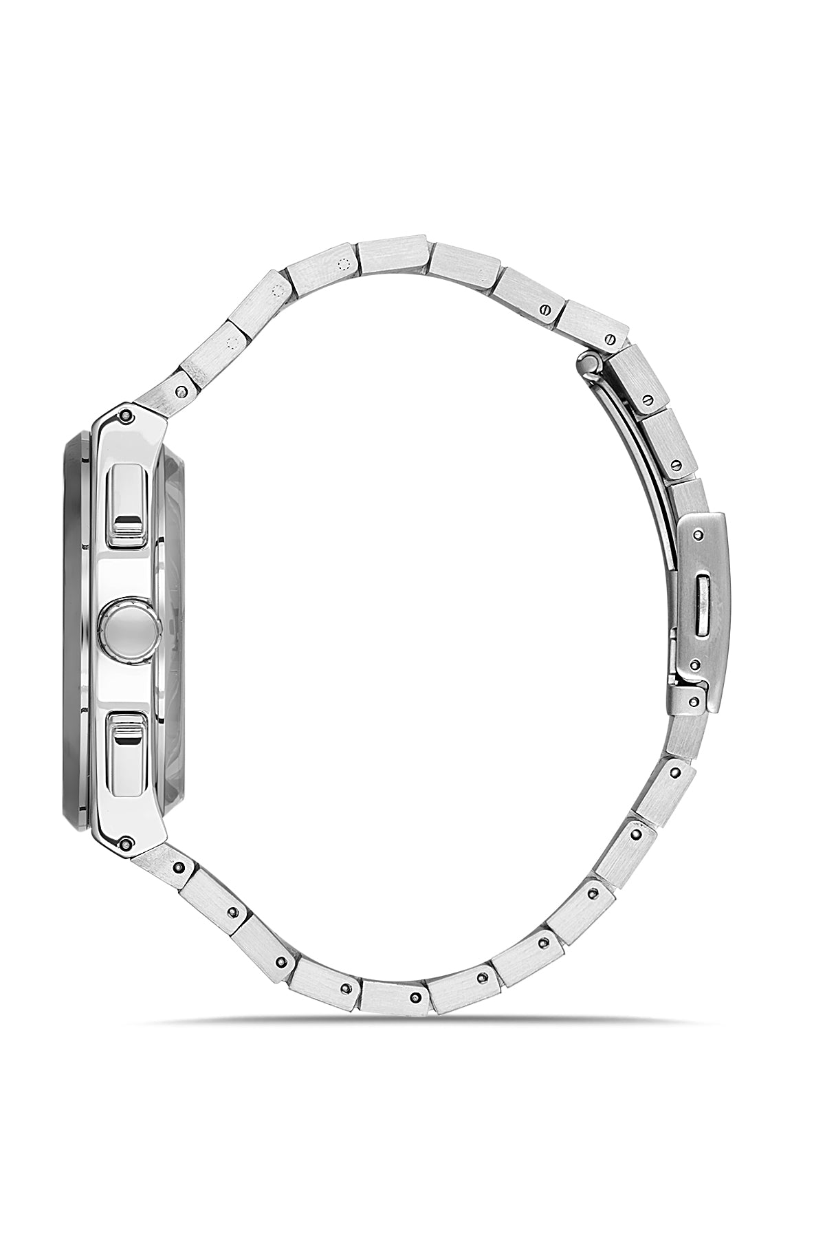 DAVID GUNER Gümüş Kadranlı Gümüş Kaplama Paslanmaz Masif Çelik Kordonlu Multi Fonksiyon Erkek Kol Saati