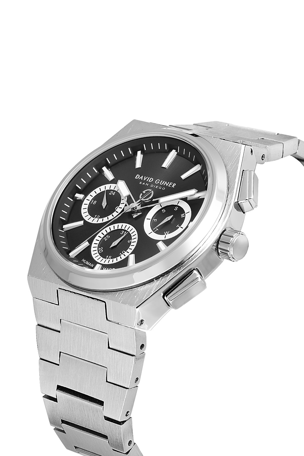DAVID GUNER Siyah Kadranlı Gümüş Kaplama Erkek Kol Saati