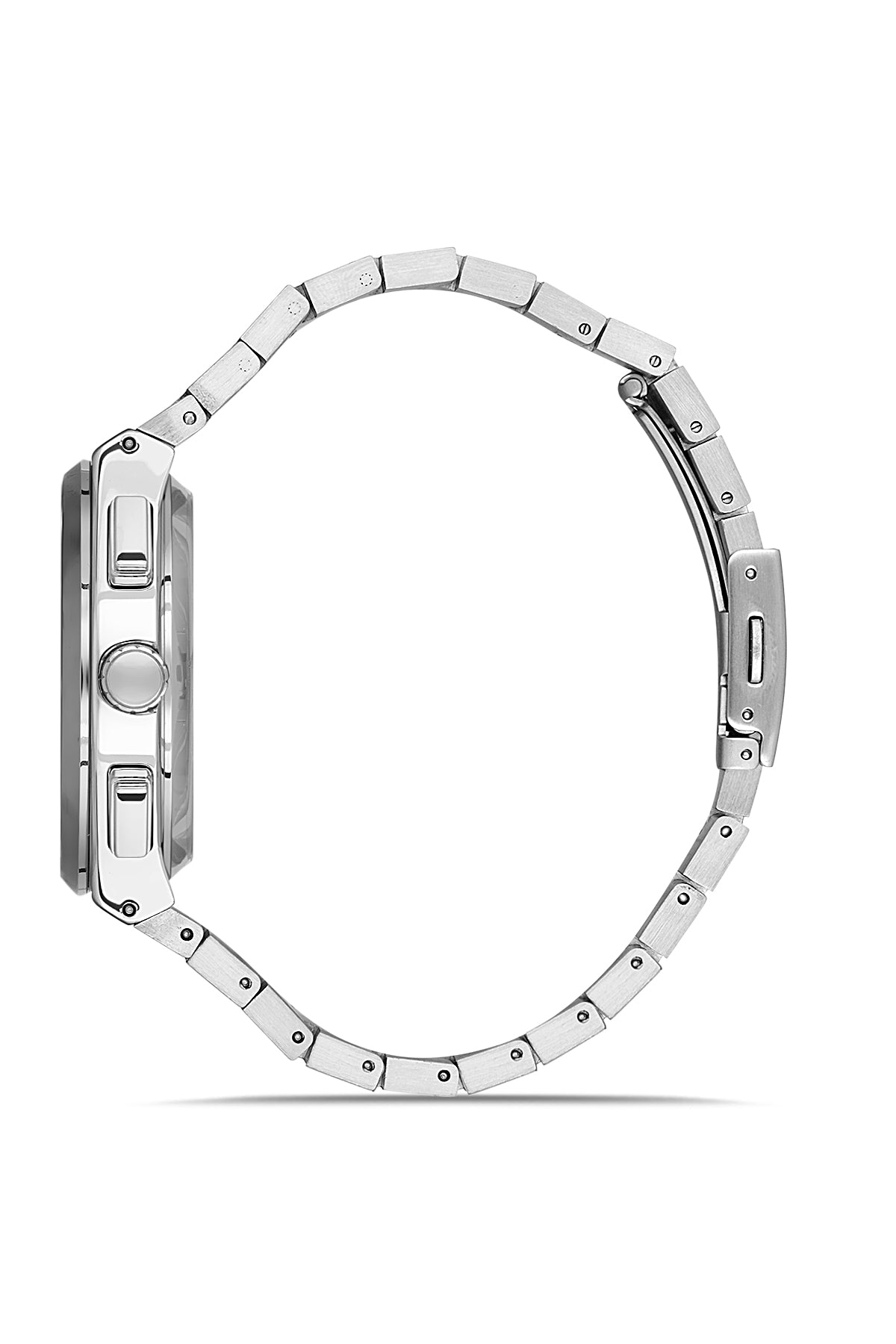 DAVID GUNER Mavi Kadranlı Gümüş Kaplama Paslanmaz Masif Çelik Kordonlu Multi Fonksiyon Erkek Kol Saati