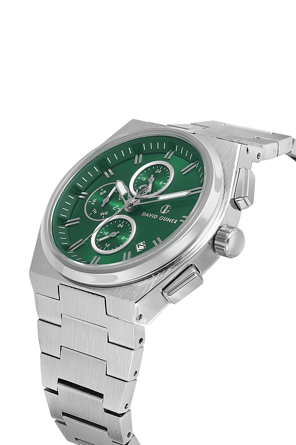 DAVID GUNER Gümüş Kaplamalı Yeşil Kadranlı Erkek Kol Saati - DG-8845GA-A10