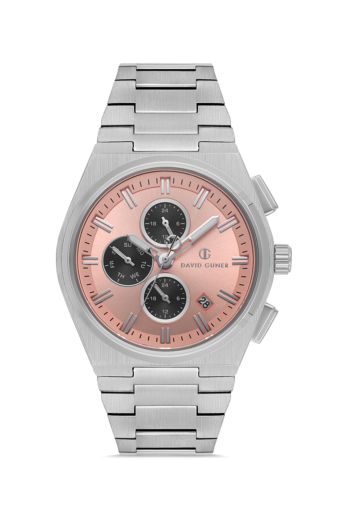 DAVID GUNER Gümüş Kaplamalı Somon Kadranlı Erkek Kol Saati - DG-8845GA-A16
