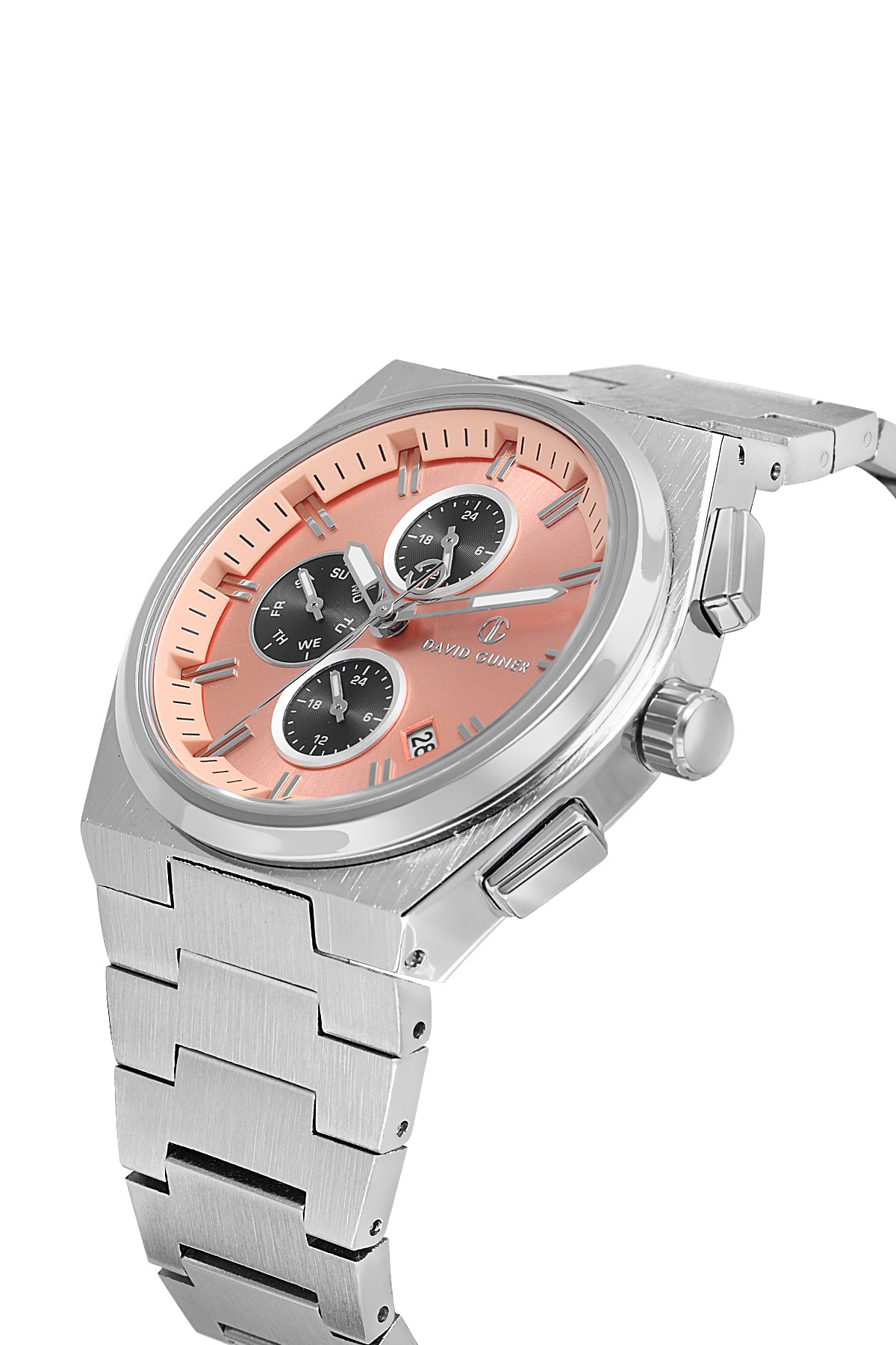DAVID GUNER Gümüş Kaplamalı Somon Kadranlı Erkek Kol Saati - DG-8845GA-A16