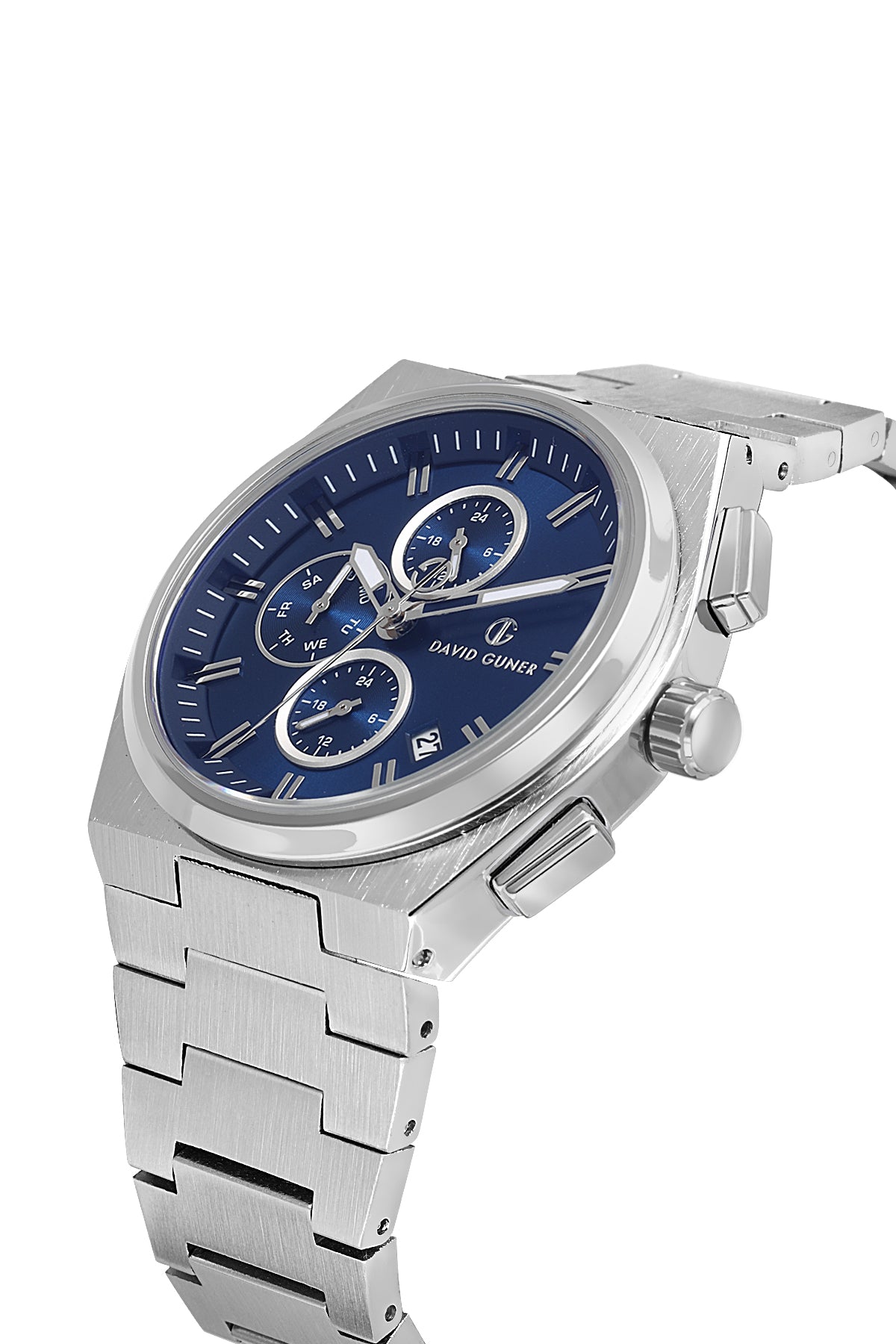DAVID GUNER Gümüş Kaplamalı Mavi Kadranlı Erkek Kol Saati - DG-8845GA-A3