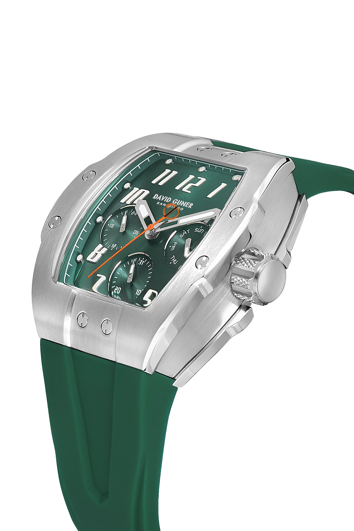 DAVID GUNER Gümüş Kaplamalı Yeşil Kadranlı Erkek Kol Saati - DG-8883GD-ZM3