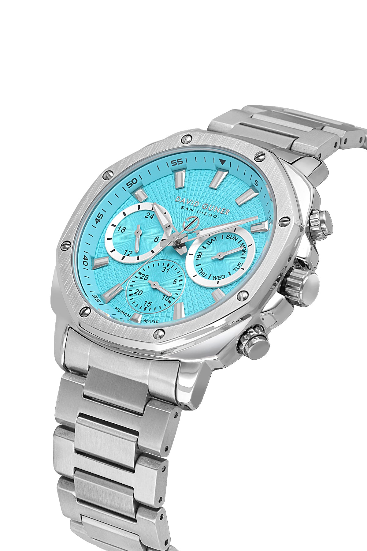 DAVID GUNER KOL SAATİ TİFFANY MAVİ Kadran GÜMÜŞ Kaplama ERKEK - DG-8983GA-A15