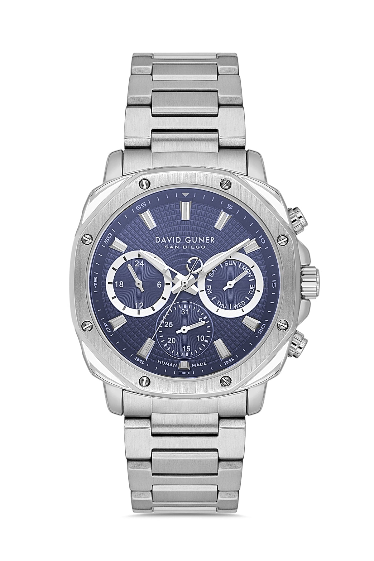 DAVID GUNER KOL SAATİ MAVİ Kadran GÜMÜŞ Kaplama ERKEK - DG-8983GA-A3