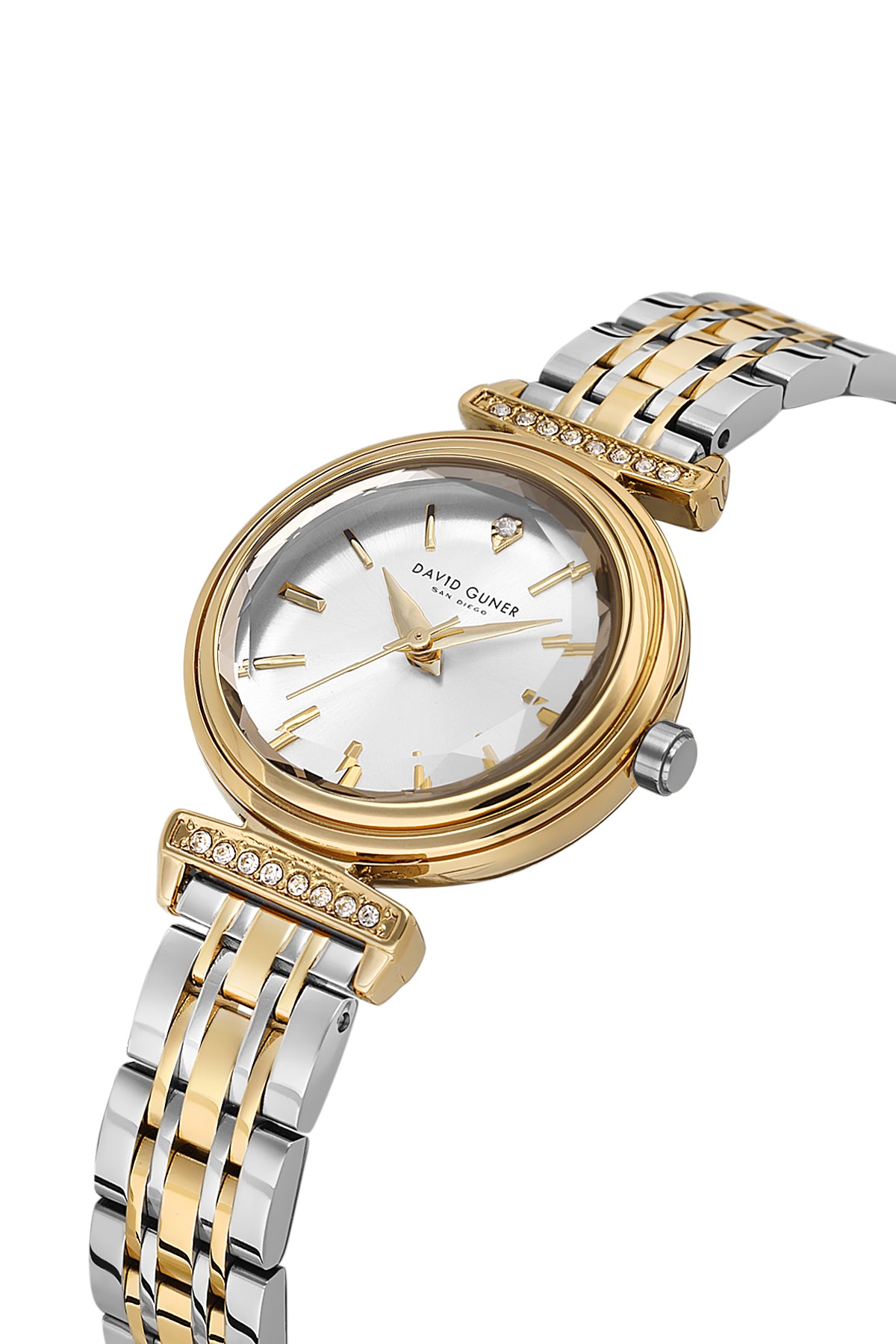 DAVID GUNER Kadın Kol Saati - Altın ve Gümüş Rengi Kasa, Gümüş Kadran, Taş Detaylı - DG-9066LA-D1