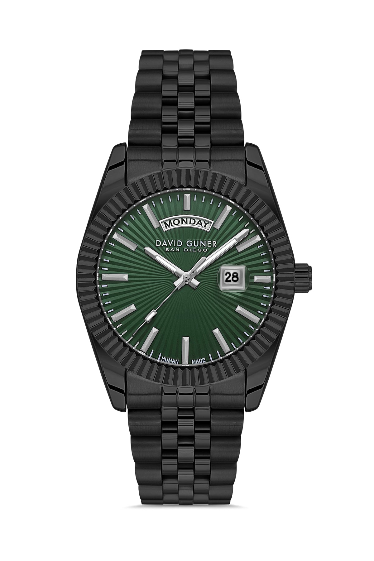 DAVID GUNER Erkek Kol Saati - Siyah Kasa, Yeşil Kadran, Takvimli - DG-9019GA-G10