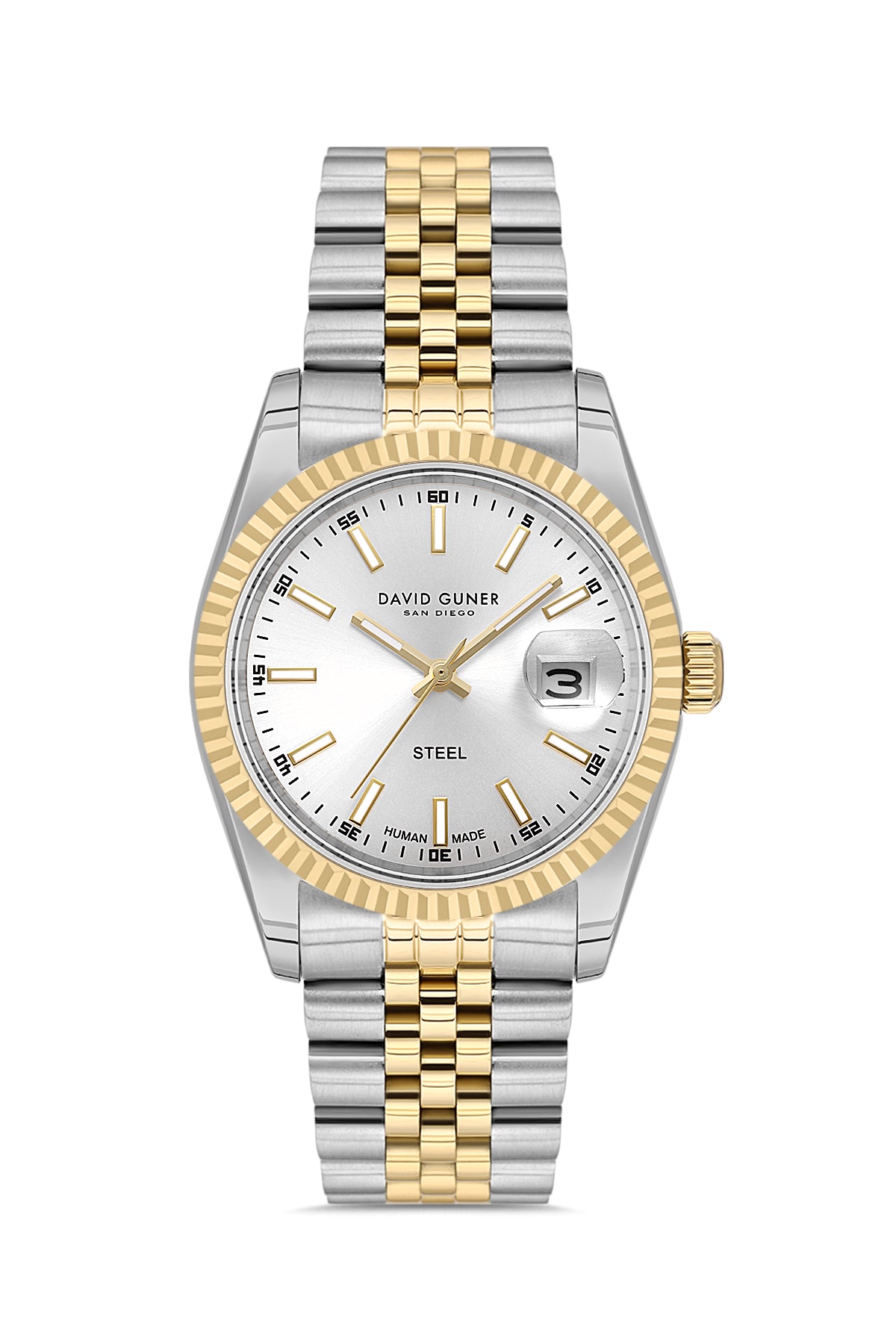 DAVID GUNER Kadın Kol Saati Gümüş Kadran Sarı Beyaz Kaplama DG-9118LA-D1