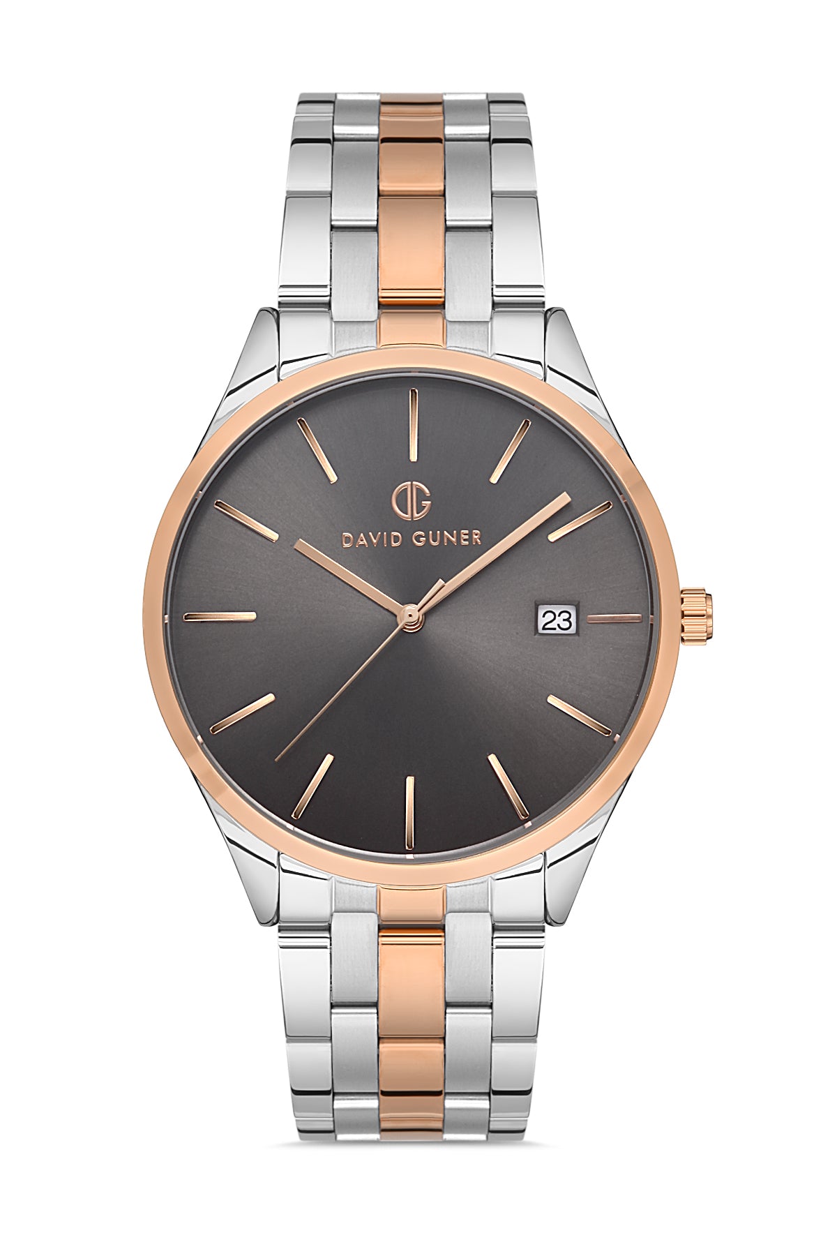 David Guner Erkek Si̇yah Kadranlı Rose beyaz Çelik Kol Saati - DG-8195GA-E9