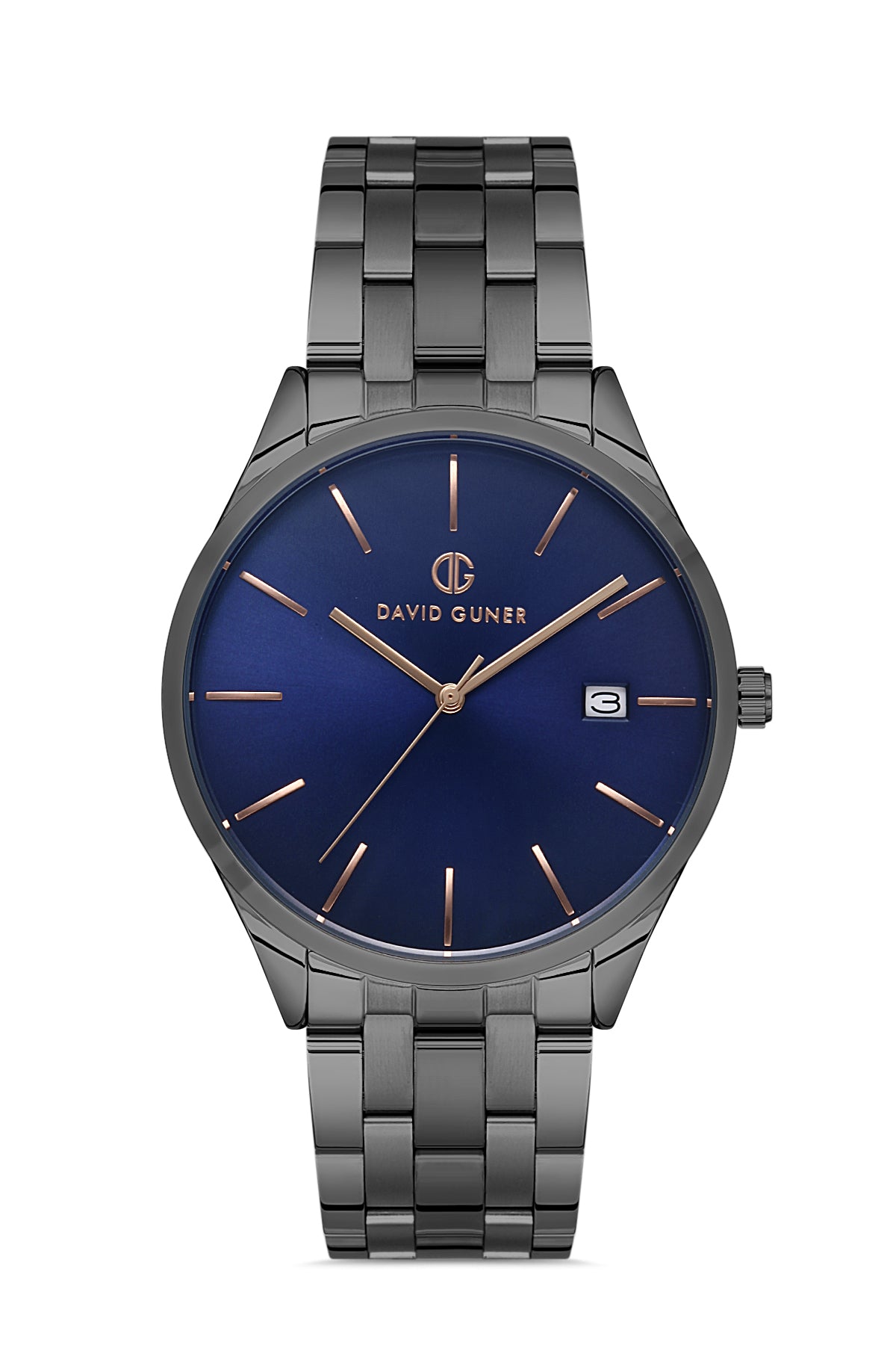 David Guner Erkek Mavi̇ Kadranlı Füme Çelik Kol Saati - DG-8195GA-V3